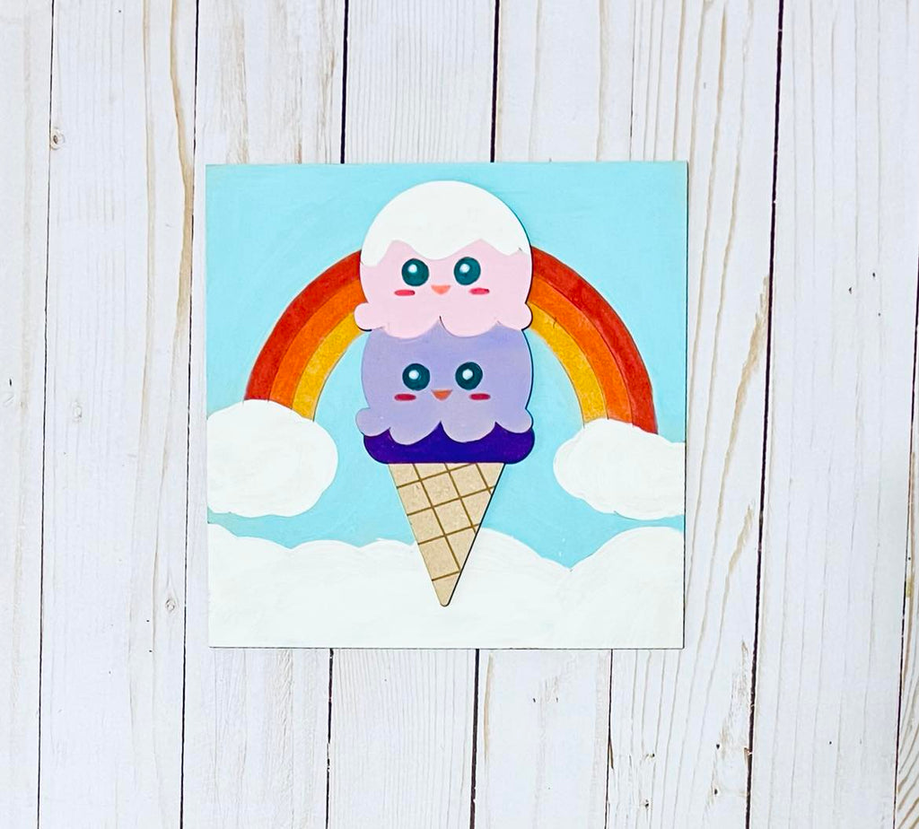 Rainbow Ice cream DIY Kids Sign Kit