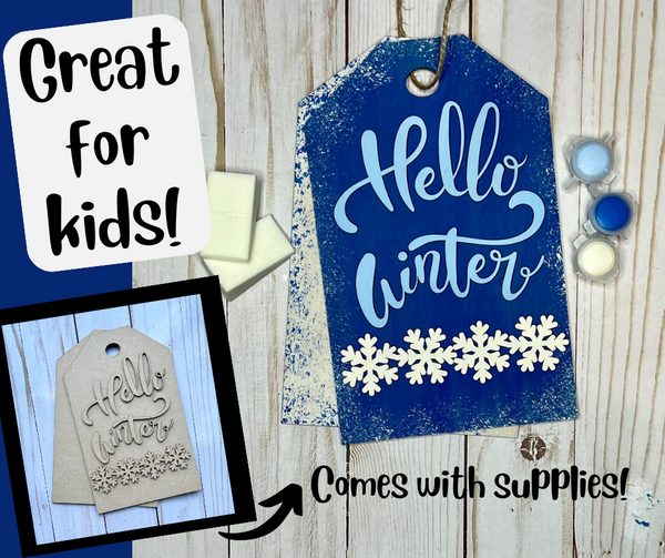 Hello Winter Tags DIY Kids Sign Kit