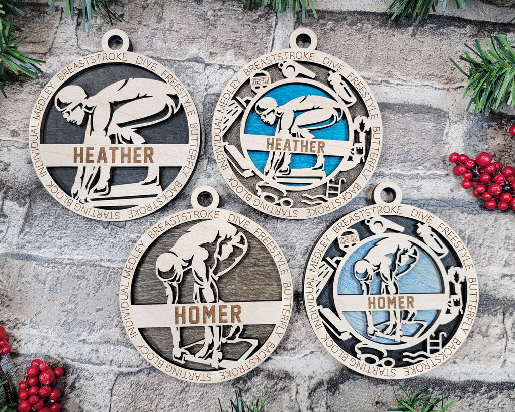 Personalized Ornaments - Swimming