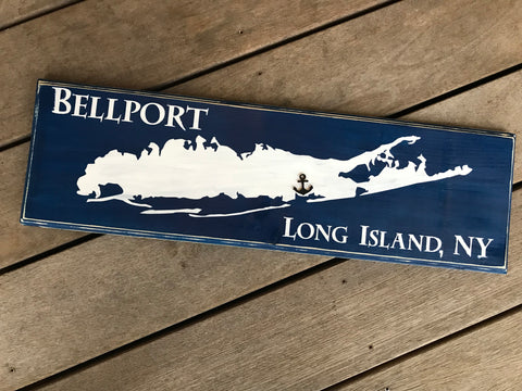 Long Island Town Map Sign